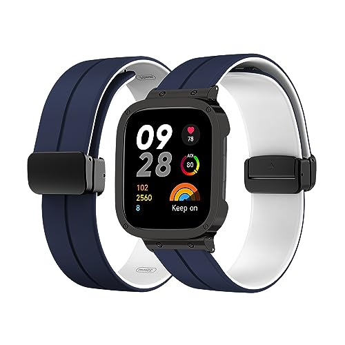 Silikon Armband für Redmi Watch 3 Active Magnetisch Armband Ersatzarmband Sport Silikon Weiches Armbänder mit Herren Damen Sportarmband mit Redmi Watch 3 Active Ersatzband (16,m) von HAZARA