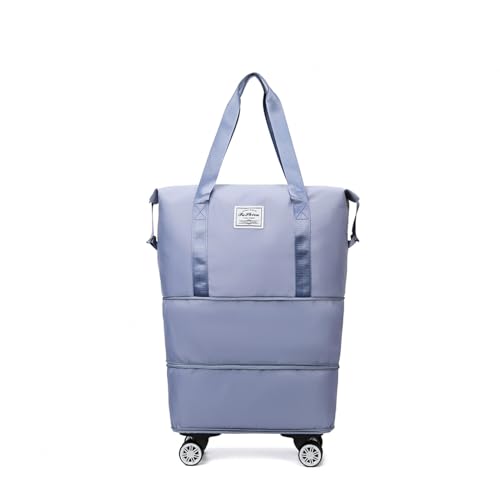 Wochenendtasche Damen Erweiterbare, Abnehmbare RäDer, Reise Taschen Mit Rollen Wasserdicht, VerschleißFest, GroßE Reisetasche Geeignet FüR Reisen,Blue von HAZARA