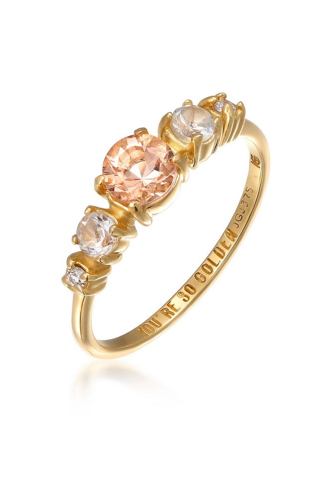 HAZE & GLORY Fingerring Diamanten Laborgezüchtet (0.03 ct) Morganit 375 Gelbgold, Diamant von HAZE & GLORY