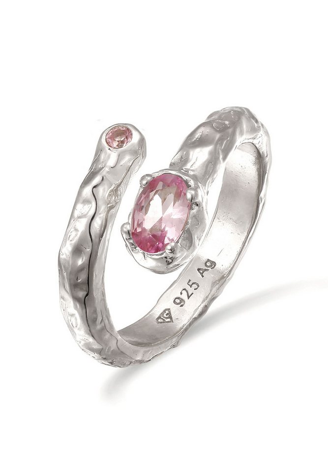 HAZE & GLORY Fingerring Saphir Synthetisch Pink 925 Sterling Silber vergoldet von HAZE & GLORY
