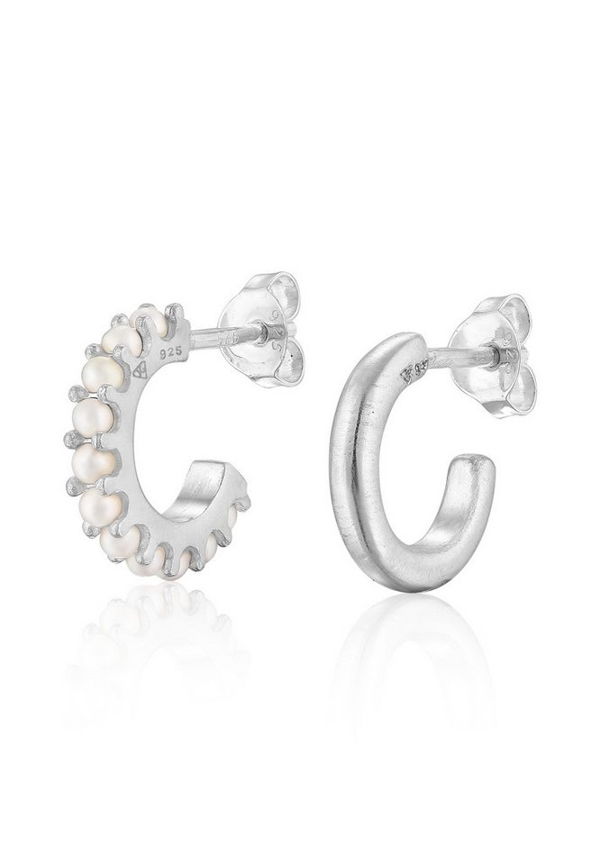 HAZE & GLORY Perlenohrringe Männer Creolen Single Set 925 Silber von HAZE & GLORY