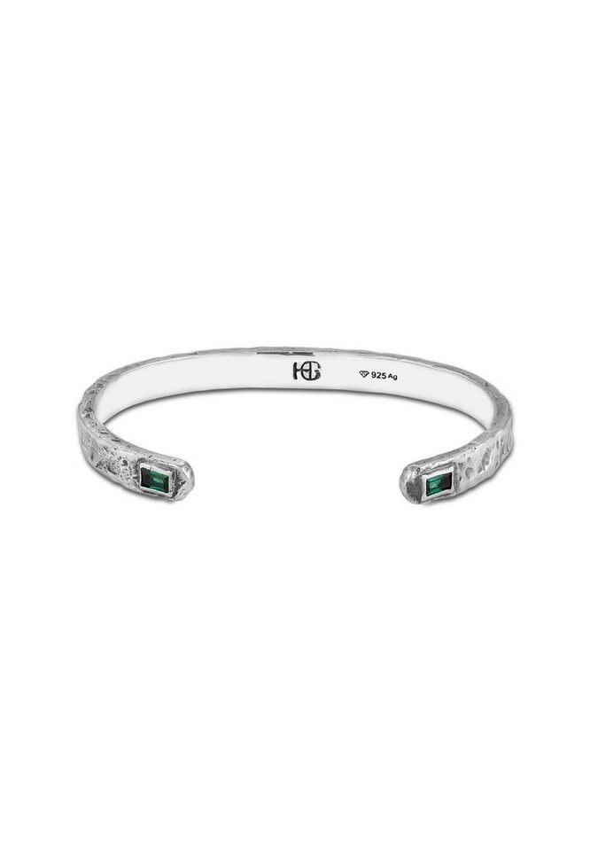 HAZE & GLORY Silberarmband Armreif Synthetischer Smaragd Grün 925 Sterling Silber von HAZE & GLORY