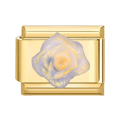 HAZMA 1 Stück Diy Abnehmbar Edelstahl Module Für Italienische Armbänder, Italian Charm Bracelet Gold, 9Mm Italian Charms Mit Anhänger, Armband Zubehör, Nomination Armband,A von HAZMA