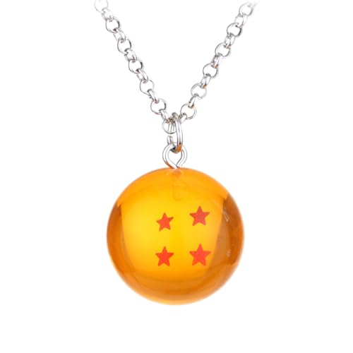 HAZMA 1 Stück Dragon Ball Halskette Herren, Edelstahlkette Herren Damen Edelstahl Kette Silber Kette Herren Silber Männer,Halskette Herren Silber(4Stern) von HAZMA