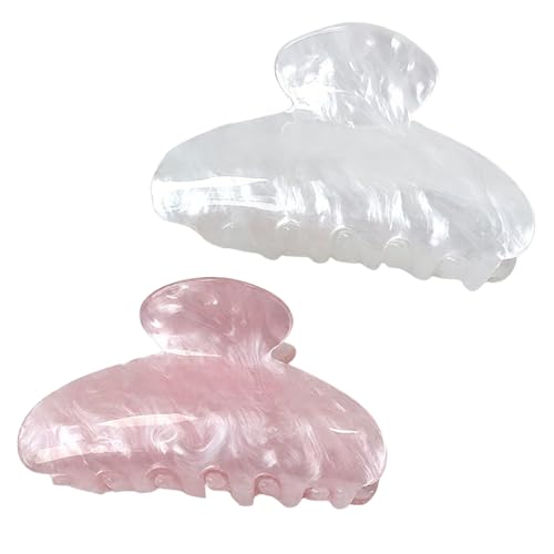 HAZMA 2 Stück Haarklammern Aus Acryl, Süße Haarklammern, Mittelgroße Haarschmuck Für Frauen, Damen, Claw Clip(Rosa+Weiß) von HAZMA