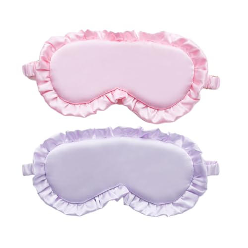 HAZMA 2 Stück Schlafmaske, Seiden-Schlafmaske Mit Verstellbaren Bändern, Schlafbrille Damen Bequem,Bequeme Und Super Weiche Augenmaske Ultimative Schlafhilfe, Augenbinde (Rosa Und Lila) von HAZMA