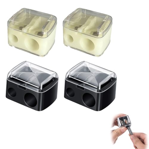 HAZMA 4 Stück Makeup Pencil Sharpener, Spitzer Cosmetic Sharpener, Sharpen Für Eyeliner Pencils, Universal Sharpener Für Eyebrow Pencil, Lip Liner Pencil, Tragbar Pencil Sharpener.(Schwarz, Weiß) von HAZMA