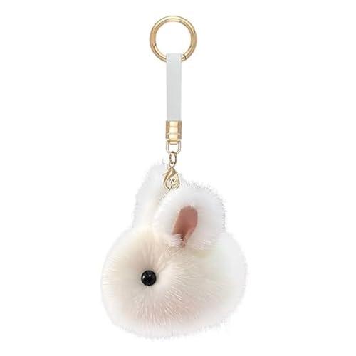 HAZMA Schlüsselanhänger mit Karabiner mit Weichem Plüsch, Niedlicher Hasen Anhänger für Autoschlüssel, Motorrad, Rucksack, Handtasche, Handys. Tolle Geschenke für Sich Selbst und Freunde（Weiß） von HAZMA