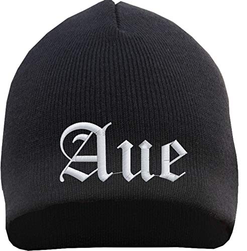 HB_Druck AUE Beanie Mütze - Altdeutsch - Bestickt - Strickmütze Wintermütze Einheitsgröße Schwarz von HB_Druck