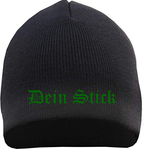 HB_Druck Beanie mit Wunschtext - Altdeutsch - Bestickt - Mütze Strickmütze Stickfarbe: grün von HB_Druck