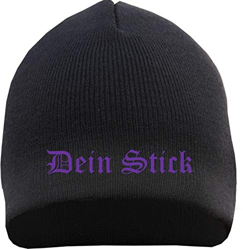 HB_Druck Beanie mit Wunschtext - Altdeutsch - Bestickt - Mütze Strickmütze Stickfarbe: lila von HB_Druck