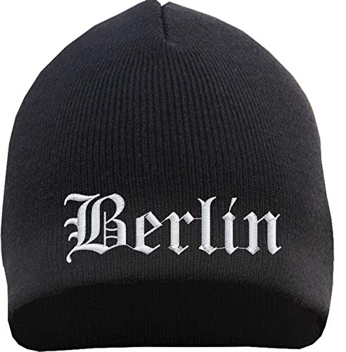 HB_Druck Berlin Beanie Mütze - Altdeutsch - Bestickt - Strickmütze Wintermütze Einheitsgröße Schwarz von HB_Druck