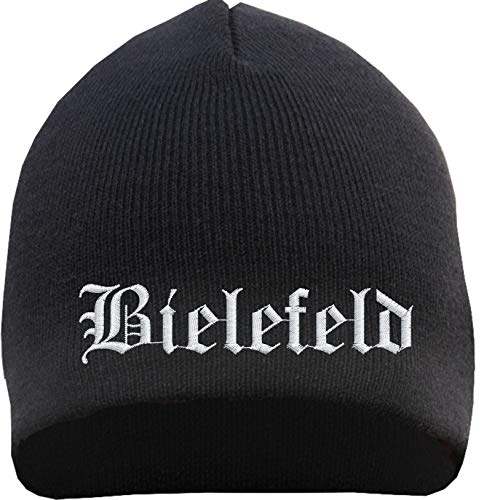 HB_Druck Bielefeld Beanie Mütze - Altdeutsch - Bestickt - Strickmütze Wintermütze Einheitsgröße Schwarz von HB_Druck