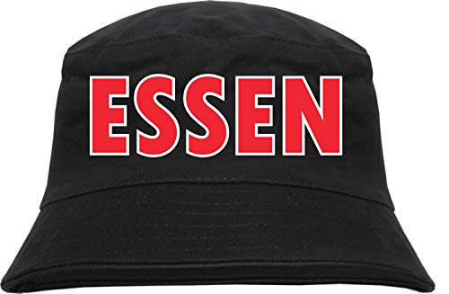 HB_Druck Essen Fischerhut - Bucket Hat Blockschrift rot Weiss S/M Schwarz von HB_Druck
