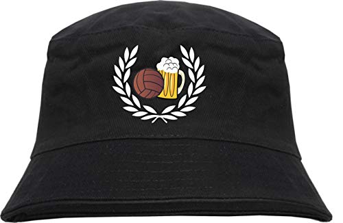 HB_Druck Lorbeerkranz Fussball Bier Fischerhut - Bestickt - Bucket Hat Anglerhut Hut L/XL Dunkelblau von HB_Druck