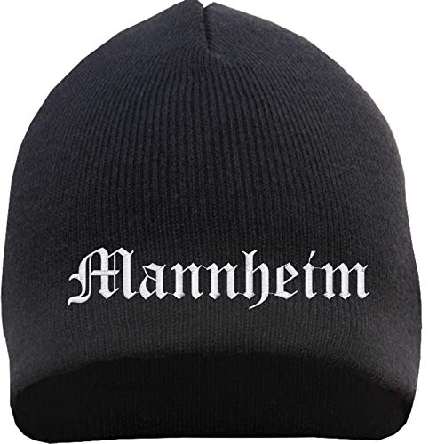 HB_Druck Mannheim Beanie Mütze - Altdeutsch - Bestickt - Strickmütze Wintermütze Einheitsgröße Schwarz von HB_Druck