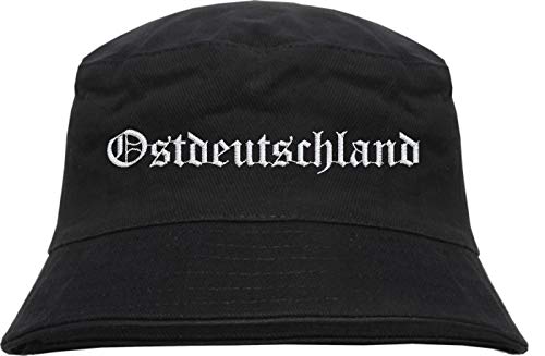 HB_Druck Ostdeutschland Fischerhut - Altdeutsch - Bestickt - Bucket Hat Anglerhut Hut Schwarz L/XL von HB_Druck