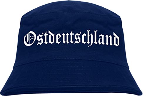 Ostdeutschland Fischerhut - Altdeutsch - Bedruckt - Bucket Hat Anglerhut Hut S/M Dunkelblau von HB-Druck