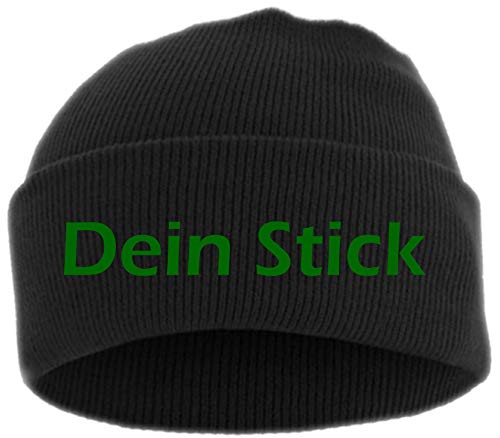 HB_Druck Umschlagmütze mit Wunschtext - Blockschrift - Bestickt - Mütze Strickmütze Grün Einheitsgröße von Lupsty