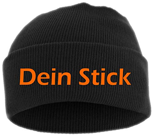 HB_Druck Umschlagmütze mit Wunschtext - Blockschrift - Bestickt - Mütze Strickmütze Orange Einheitsgröße von HB_Druck