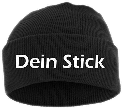 HB_Druck Umschlagmütze mit Wunschtext - Blockschrift - Bestickt - Mütze Strickmütze Weiss Einheitsgröße von HB_Druck