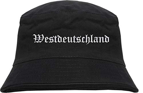 HB_Druck Westdeutschland Fischerhut - Altdeutsch - Bestickt - Bucket Hat Anglerhut Hut Schwarz L/XL von HB_Druck