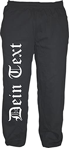 Individuelle Jogginghose - altdeutsch gerade - Wunschtext Druck - Sweatpants Schwarz 2XL von HB-Druck