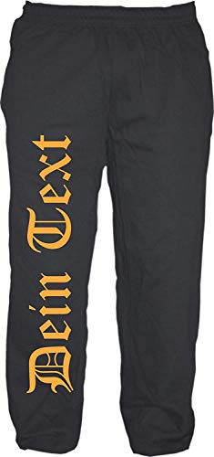 Jogginghose mit Wunschtext - Altdeutsch - Bedruckt - Sweatpants Jogger 2XL Druckfarbe: Gold von HB_Druck