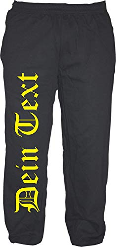 Jogginghose mit Wunschtext - Altdeutsch - Bedruckt - Sweatpants Jogger 2XL Druckfarbe: gelb von HB_Druck