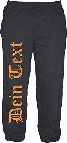 Jogginghose mit Wunschtext - Altdeutsch - Bedruckt - Sweatpants Jogger L Druckfarbe: orange von HB_Druck