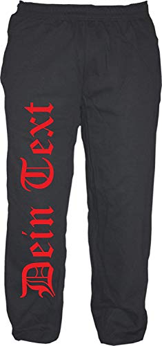 Jogginghose mit Wunschtext - Altdeutsch - Bedruckt - Sweatpants Jogger XL Druckfarbe: rot von HB_Druck