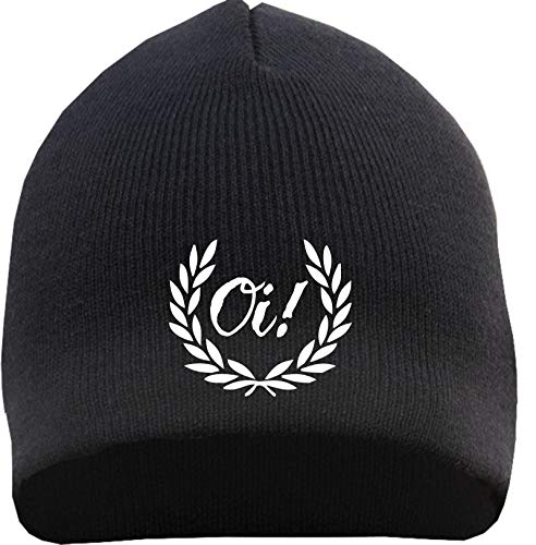 HB_Druck Lorbeerkranz Oi Beanie Mütze - Bestickt - Strickmütze Wintermütze Einheitsgröße Schwarz von HB_Druck