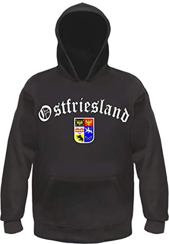 HB_Druck Ostfriesland Kapuzensweatshirt mit Wappen - Hoodie Kapuzenpullover XL Schwarz von HB_Druck