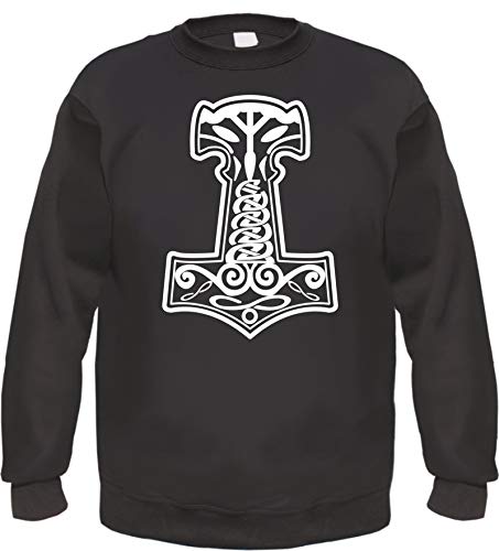 Thorshammer Mjolnir Sweatshirt - Bedruckt - Pullover Druck Weiß 3XL Schwarz von HB_Druck