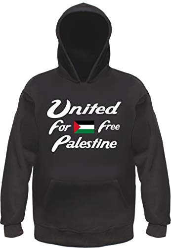 United for A Free Palestine - Palästina Kapuzensweatshirt - Bedruckt - Hoodie Kapuzenpullover 2XL Schwarz von HB_Druck