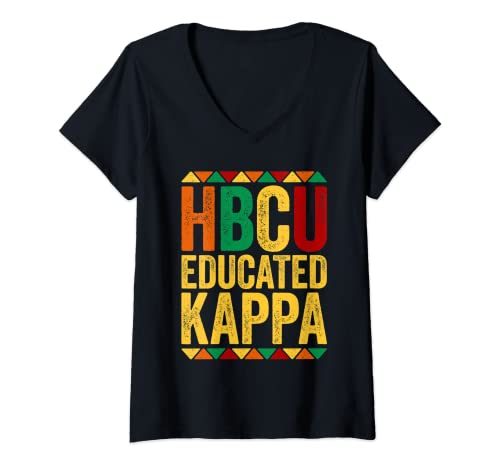 Damen HBCU Educated KAPPA T-Shirt Historisch Schwarz T-Shirt mit V-Ausschnitt Damen HBCU Educated KAPPA T-Shirt Historisch Schwarz T-Shirt mit V-Ausschnitt von HBCU Educated KAPPA Shirts