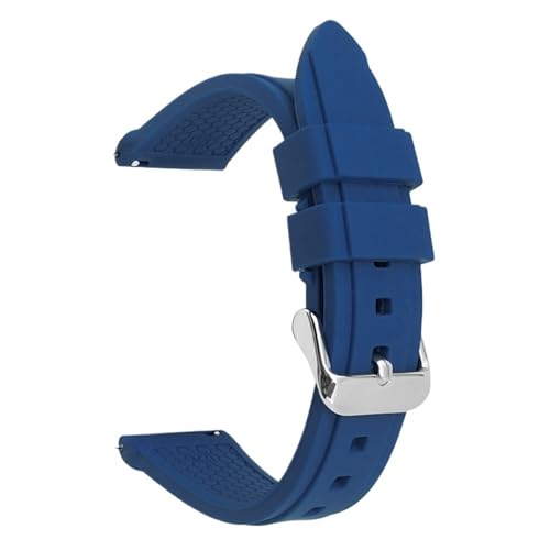 HBGRVCKS Schnellverschluss-Silikon-Uhrenarmband 20 mm 22 mm 24 mm 26 mm Uhrenzubehör Unisex Sport-Uhrenarmband aus Gummi Ersatzarmband for herkömmliche oder Smartwatches(Blue-silver buckle,26mm) von HBGRVCKS