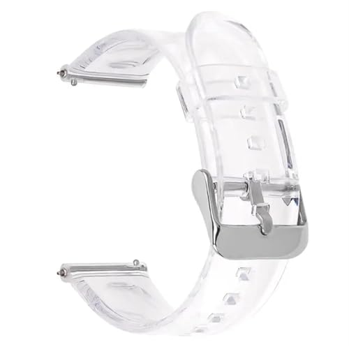 Modisches Silikonarmband mit Schnellverschluss, transparentes Harzarmband, weiches, flaches Interface, Unisex-Armband, 20 mm, 22 mm, geeignet for Smartwatches oder herkömmliche Uhren(Transparent-Silve von HBGRVCKS
