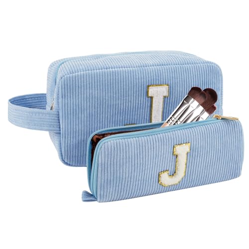 A-Z Personalisierte Make-up-Tasche für Damen, Kosmetiktaschen für Frauen, tragbare Make-up-Kulturbeutel, Braut-Brautjungfer-Geschenk, Kosmetiktasche, Geschenke für beste Freundin, J, Klassisch von HBJSP