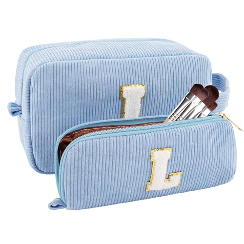 A-Z Personalisierte Make-up-Tasche für Damen, Kosmetiktaschen für Frauen, tragbare Make-up-Kulturbeutel, Braut-Brautjungfer-Geschenk, Kosmetiktasche, Geschenke für beste Freundin, L, Klassisch von HBJSP