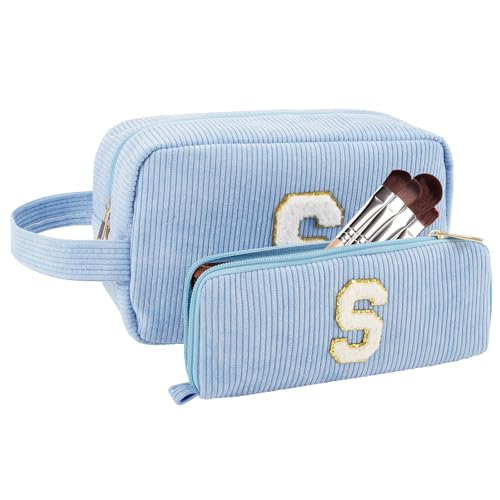 A-Z Personalisierte Make-up-Tasche für Damen, Kosmetiktaschen für Frauen, tragbare Make-up-Kulturbeutel, Braut-Brautjungfer-Geschenk, Kosmetiktasche, Geschenke für beste Freundin, S, Klassisch von HBJSP