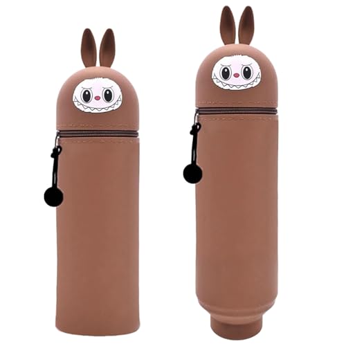 2 in 1 Weiche Silikontasche Kawaii Federmäppchen, Cartoon Federmäppchen mit Reißverschluss, Stand Up Federmäppchen, Federtasche aus Weichem Silikon, Teleskopisc mäppchen Kinder, für Mädchen Junge von HBSFBH