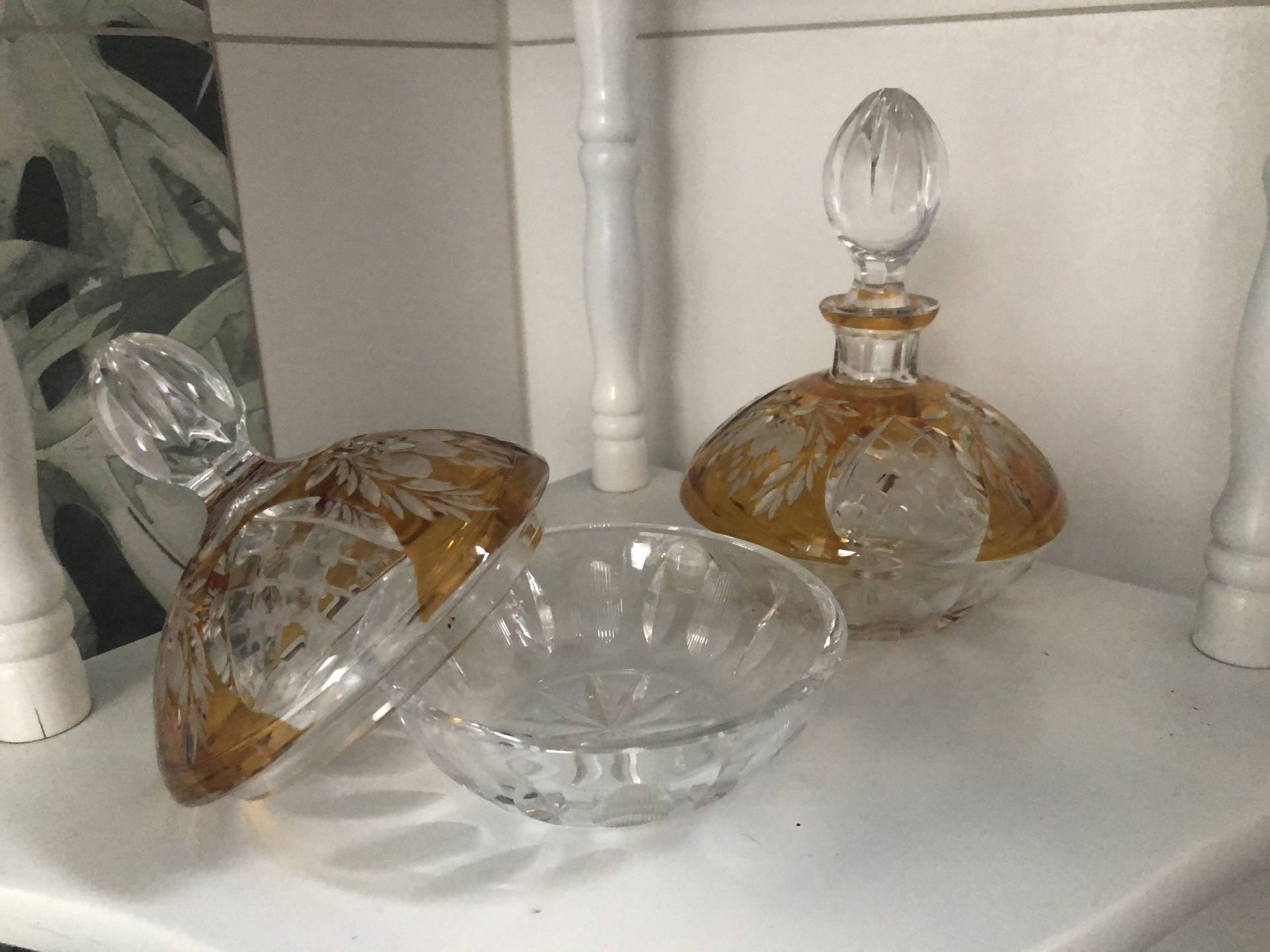 Schöner Kristallflakon & Kristalldose/Badutensil Brocante + Vintage Schöner Kristallflakon & Kristalldose/Badutensil Brocante + Vintage von HBVintageLaden