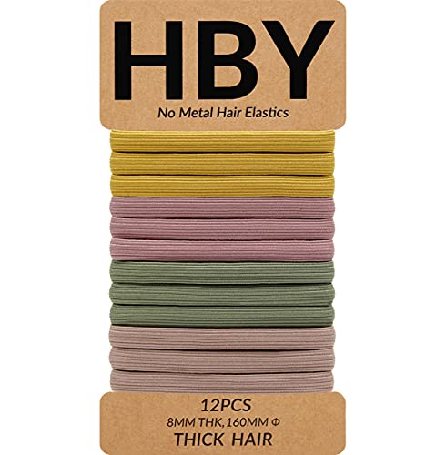 HBY Damen Haargummis für dickes oder lockiges Haar, rutschfest, nahtlos, für Pferdeschwanz, Sport, dicke Haargummis, griechischer Urlaub, 8 mm, 12 Stück HBY Damen Haargummis für dickes oder lockiges Haar, rutschfest, nahtlos, für Pferdeschwanz, Sport, dicke Haargummis, griechischer Urlaub, 8 mm, 12 Stück von HBY