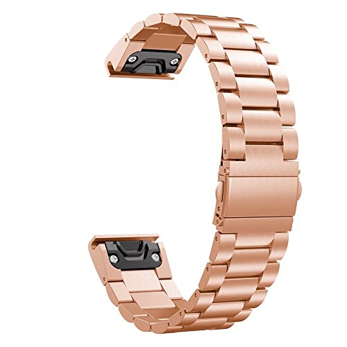 26 22 20 mm Uhrenarmband für Garmin Fenix 6S 6X 6 Pro 5X 5 5S 3HR D2 S60 Uhrenarmband aus Edelstahl mit Schnellverschluss（rose gold，26mm Fenix 5X 5XPlus von HBYLEE