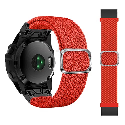 26 22 mm Sport Nylon Armband Armband für Garmin Fenix 7 7X 6X 6 Pro 5X 5 EPIX 3HR Easy Fit Quick Release Armbänder Armband（Bring Orange，26mm Fenix 6X 6XPro von HBYLEE