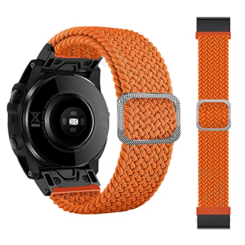 26 22 mm Sport Nylon Armband Armband für Garmin Fenix 7 7X 6X 6 Pro 5X 5 EPIX 3HR Easy Fit Quick Release Armbänder Armband（Orange，26mm Fenix 5X 3HR von HBYLEE