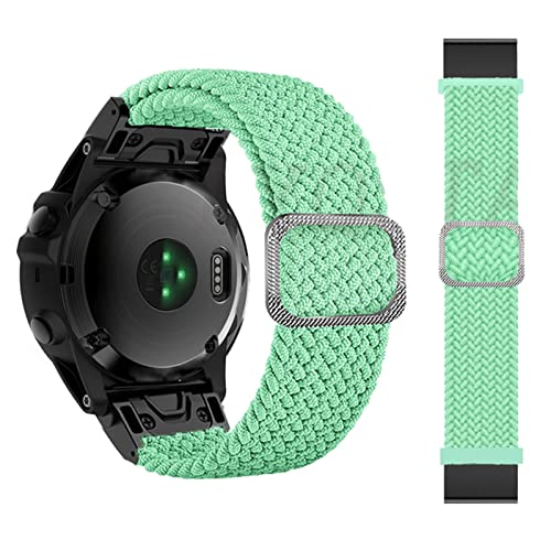 26 22 mm Sport Nylon Armband Armband für Garmin Fenix 7 7X 6X 6 Pro 5X 5 EPIX 3HR Easy Fit Quick Release Armbänder Armband（mintgrün，26mm Fenix 7X von HBYLEE