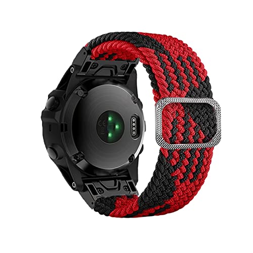 26 22 mm Sport-Nylon-Uhrenarmband für Garmin Fenix 7 Fenix 7X Easy Fit Quick Release Armbänder Armband（rot/schwarz，22mm Fenix 7 von HBYLEE