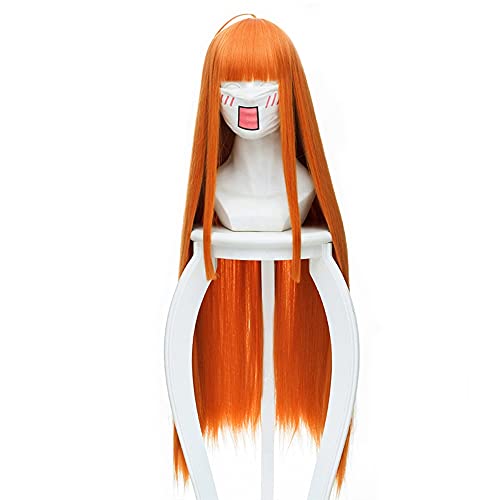 Anime Coer Wig. Anime P5 Persona 5 Futaba Sakura 90cm Lang gerade orangefarbene hitzebeständige Cosplay Kostüm Perücke + Freies Haarnetz[Farbe:Onecolor] von HBYLEE